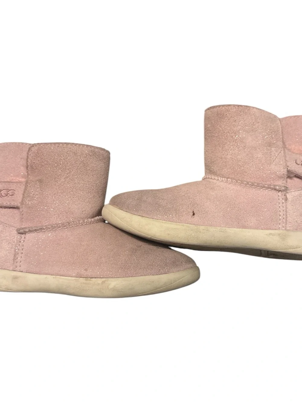 UGG Kids Blush Pink Suede Glitter Lined Ankle Boots